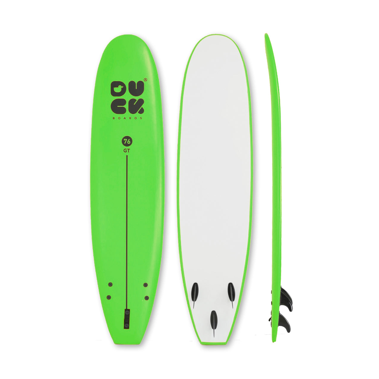 7’6” DUCK Boards - GT - Soft - Green - 3 soft PIP fins - 115,000 LKR