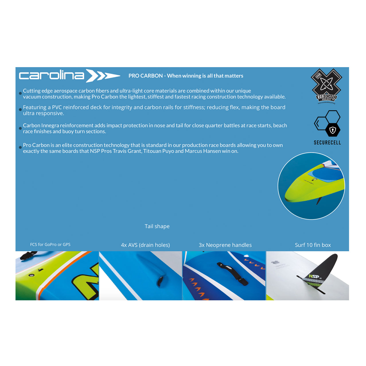 14’0” NSP - Carolina - Pro Carbon - Race SUP - 25 3/4” - Race single fin