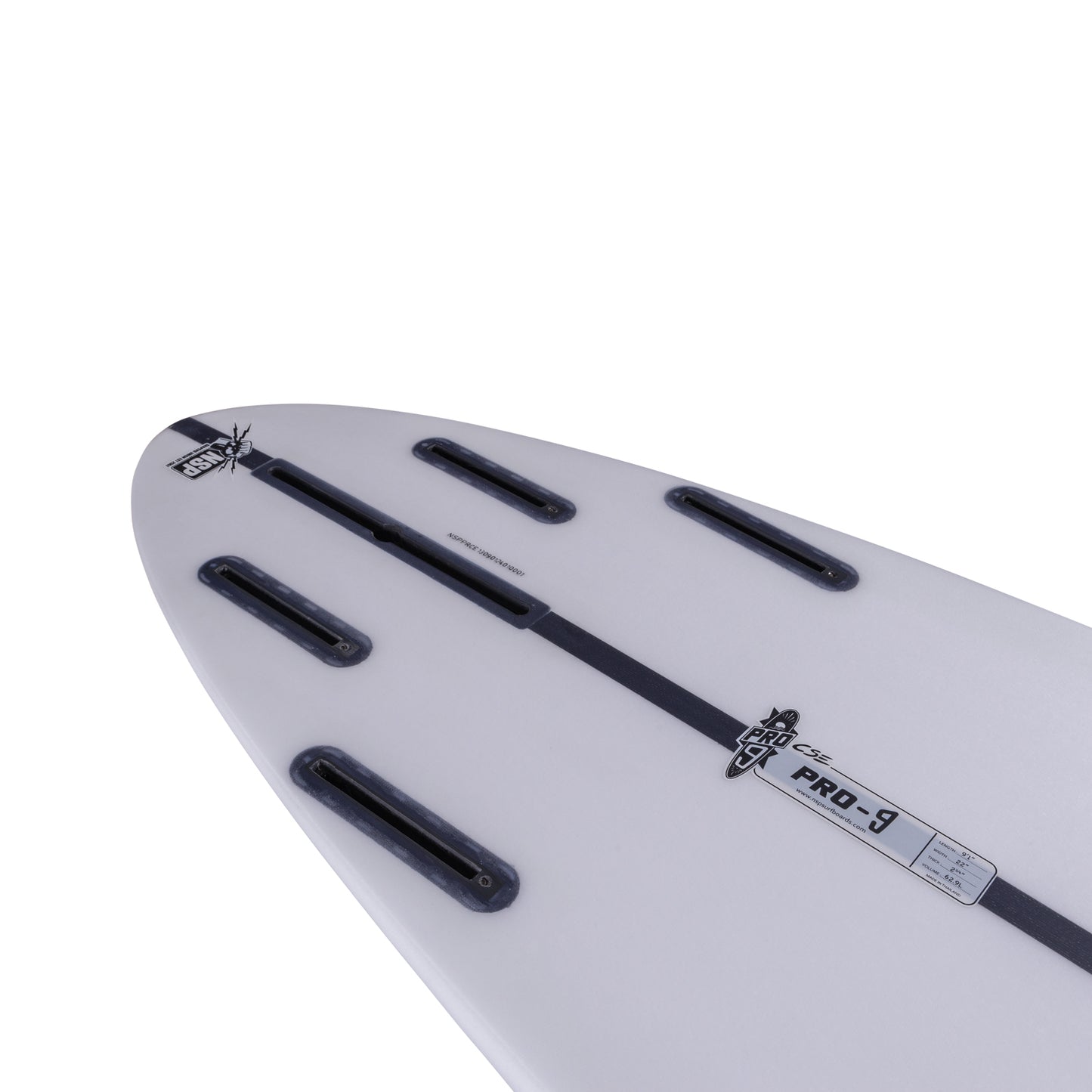 9’1” NSP Pro 9 - Shapers Union CSE - Clear - Futures (4+1 fin setup)