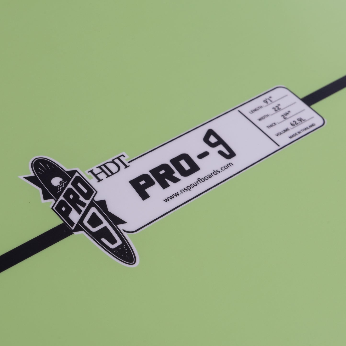 9’1” NSP Pro 9 - Shapers Union - HDT - Lime - Futures (4+1 fin setup)