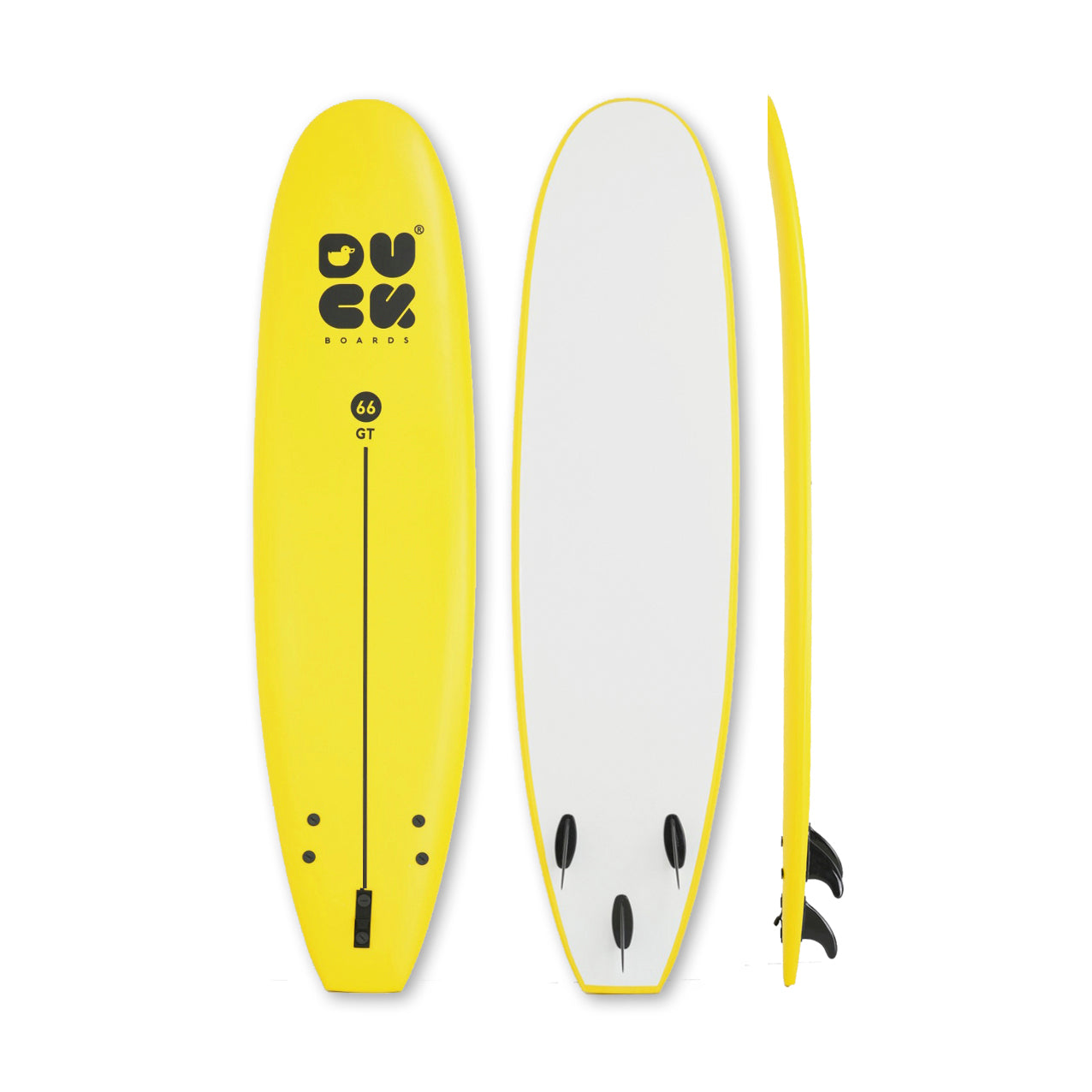 6’6” DUCK Boards - GT  - Soft - Yellow - 3 soft PIP fins - 89,000 LKR