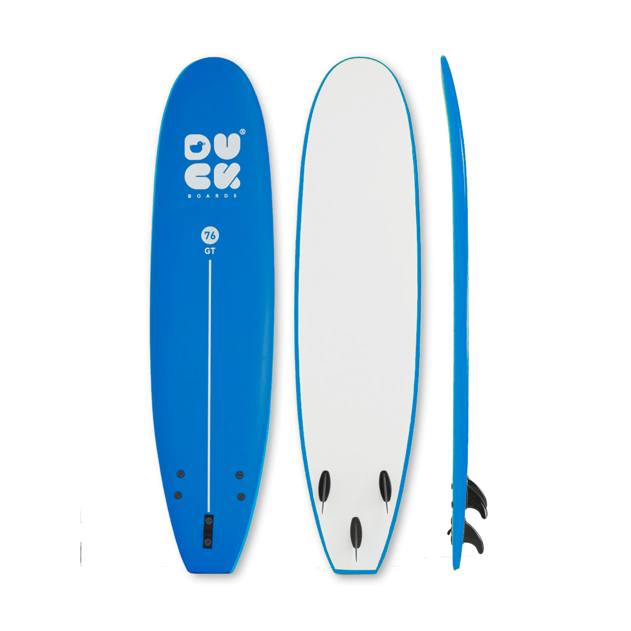 7’6” DUCK Boards - GT  - Soft - Sky blue - 3 soft PIP fins - 115,000 LKR