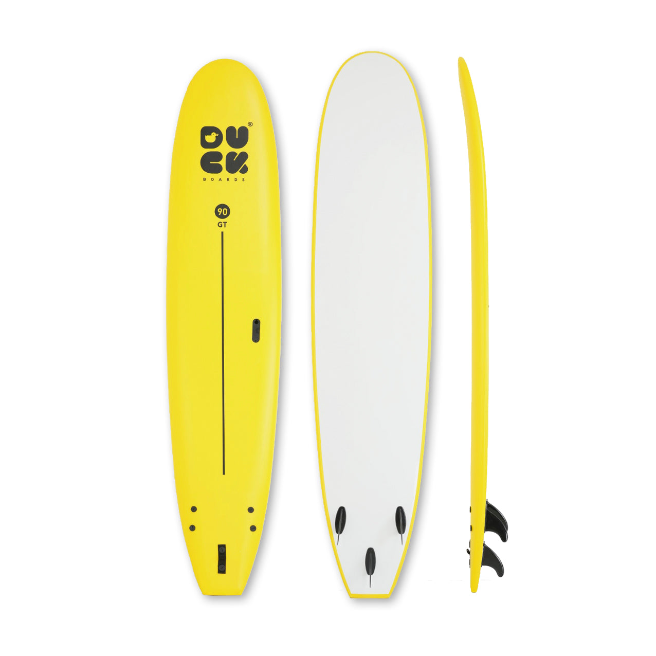 9’0” DUCK Boards - GT  - Soft - Yellow - 3 soft PIP fins - 139,000 LKR