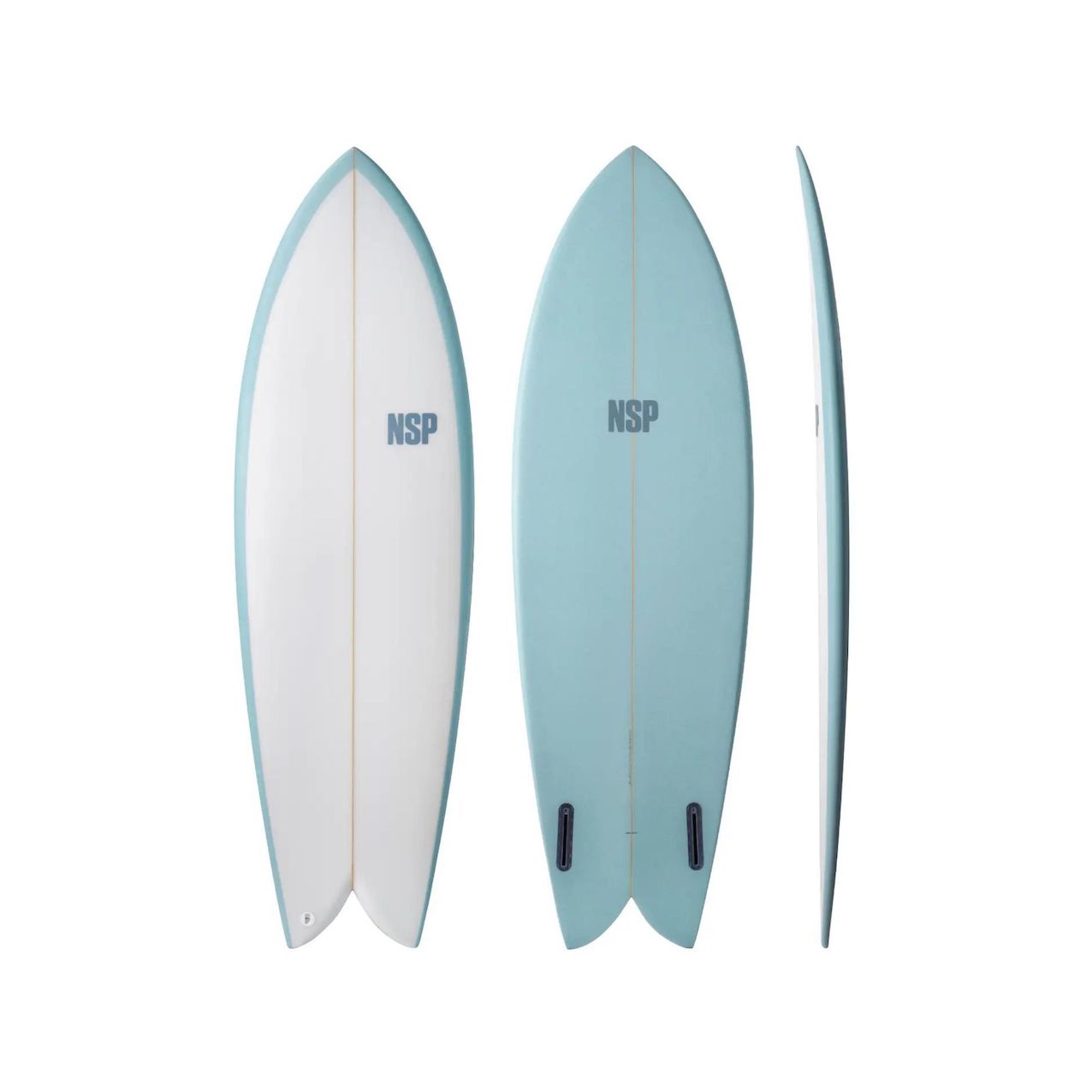 5'11" NSP Double Vision - PU - Cyan - Futures Twin Fin