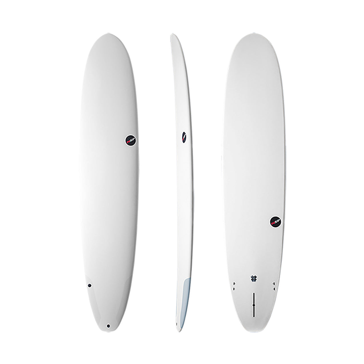 8’6” NSP - Longboard - Protech - White - futures (center fin + 2 sides)