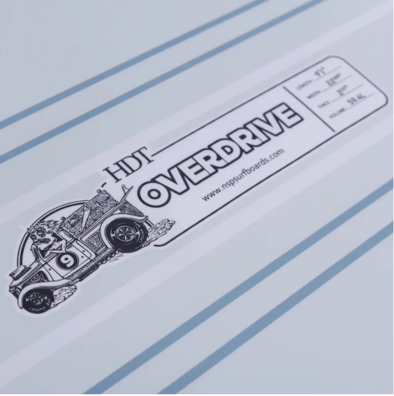 9’1” NSP Overdrive - Shapers Union - HDT - Sky Blue  - Futures (2+1 fin setup)